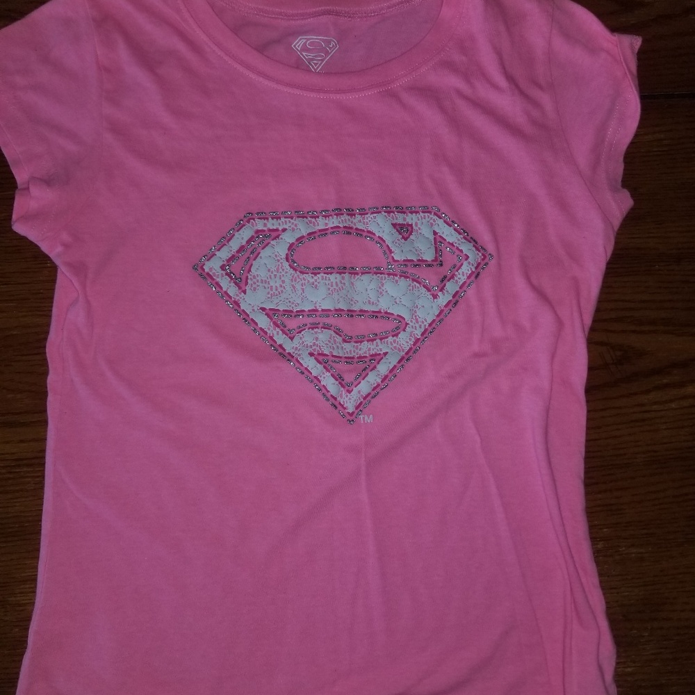 Hot Pink Supergirl girls tshirt